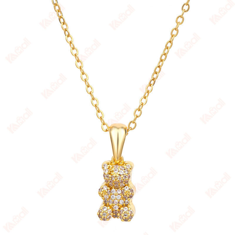 chain necklace cartoon bear pendant